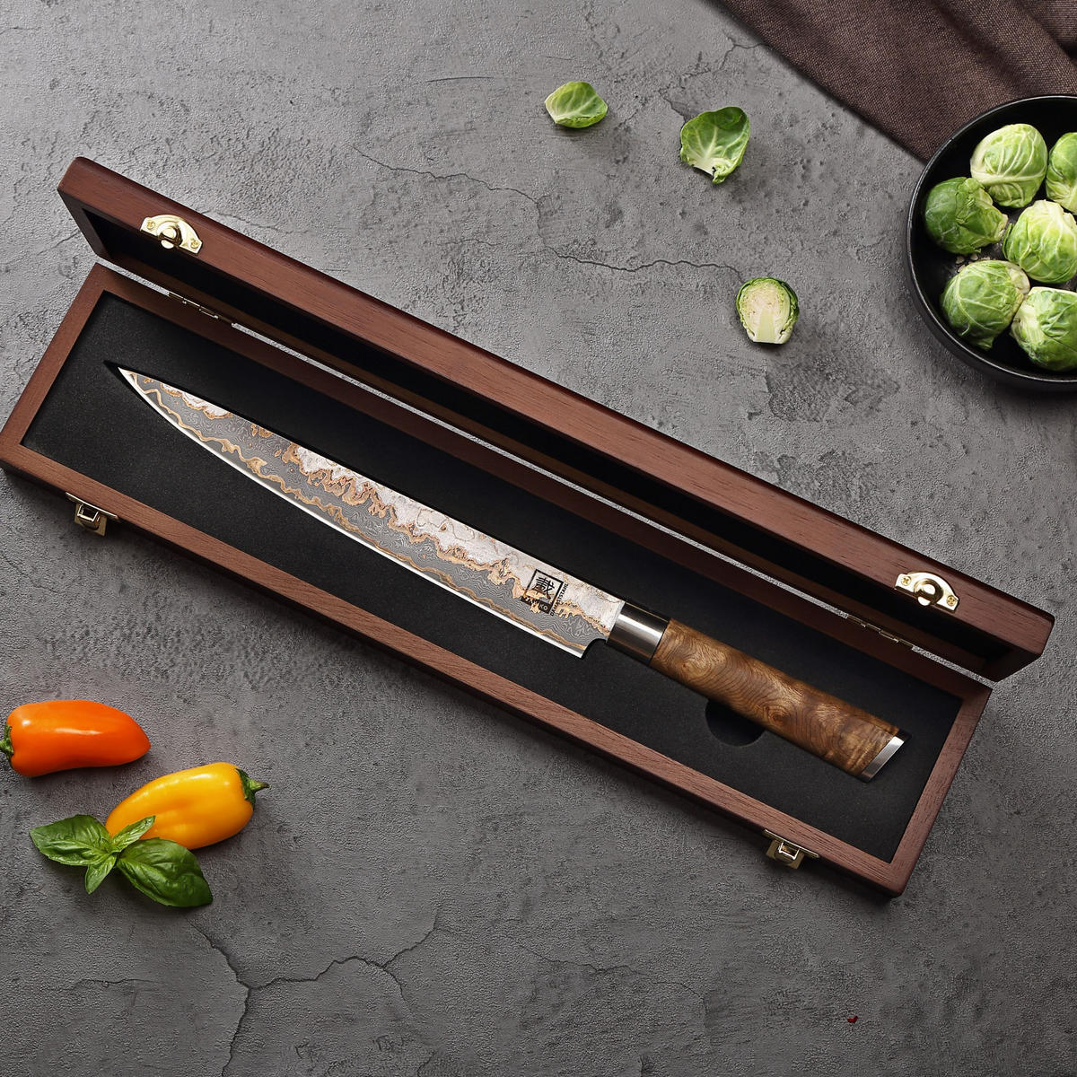 SASHIMI MESSER 25 cm - Ahornfarben, Holz/Metall (39cm) - Zayiko