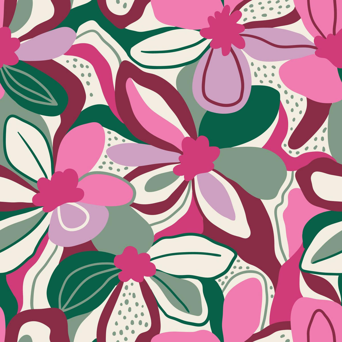 TAPETE Blumenmuster 50 x 900 cm - Pink, Papier (50/900cm) - ESTAhome