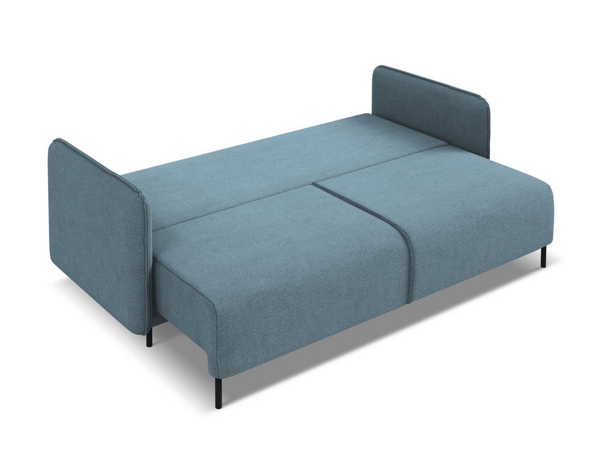 3-SITZER SOFA mit Schlaffunktion Strukturstoff Stoff Blau - Blau/Schwarz, Holz/Textil (226/90/92cm) - Makamii