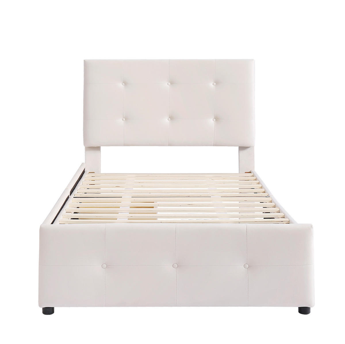 POLSTERBETT 90/200 cm Beige aus Samt mit Schublade - Beige, Textil (90/200cm) - OKMYHOME