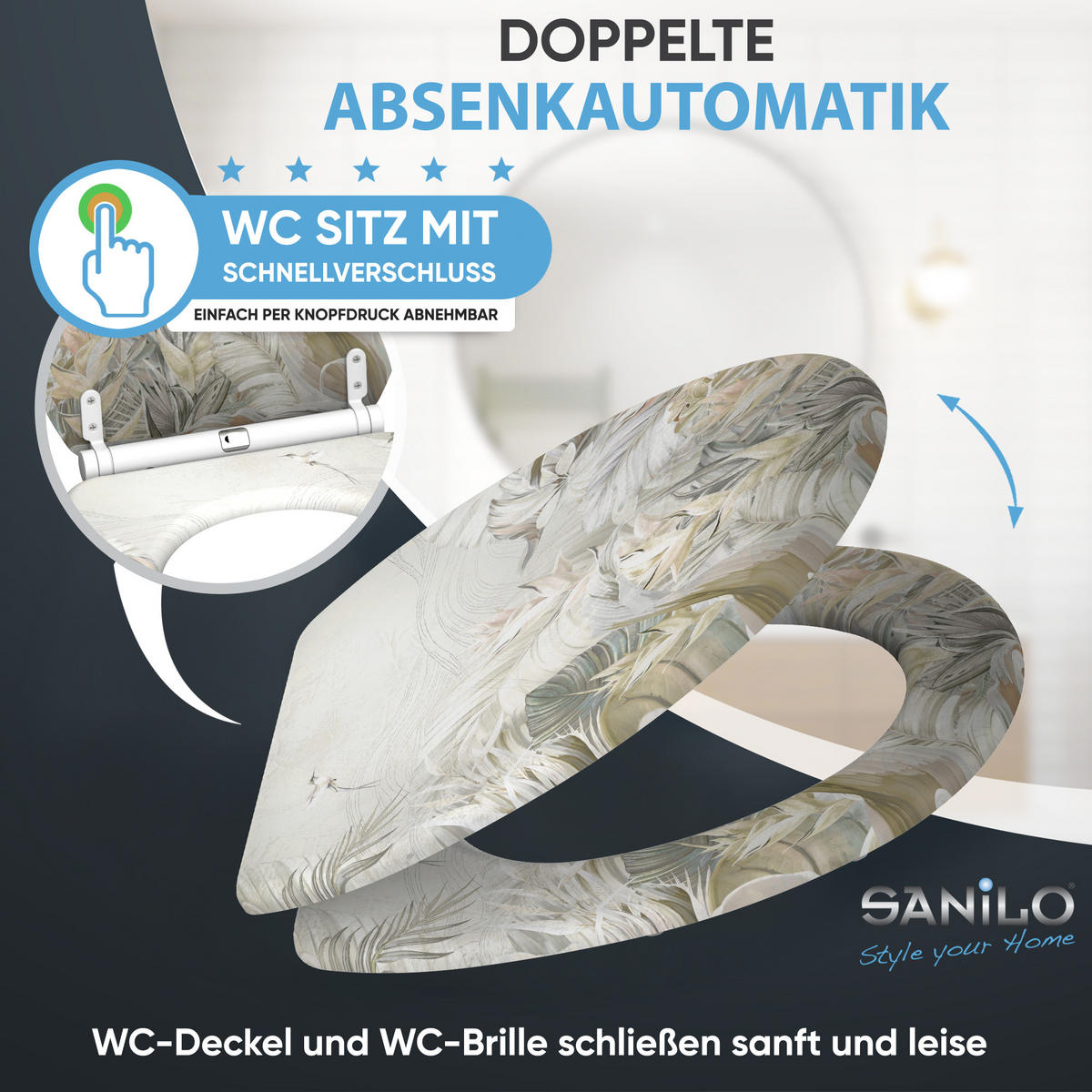 WC-SITZ mit Absenkautomatik & Top Fix Hortus - Weiß, Holzwerkstoff (37.7/5.5/48cm) - Sanilo