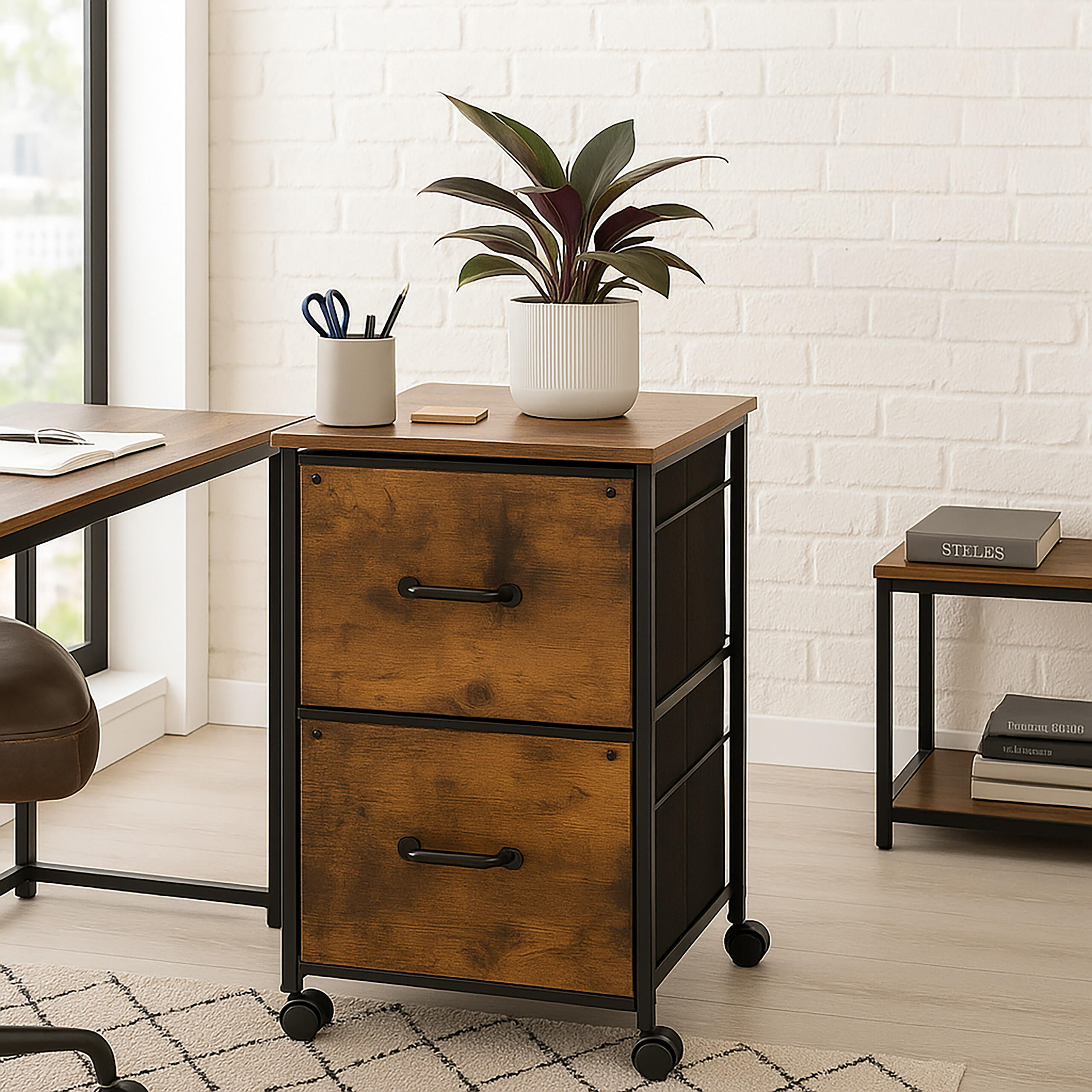ROLLCONTAINER - Multicolor, Holzwerkstoff/Textil (40/68/40cm) - Relaxdays