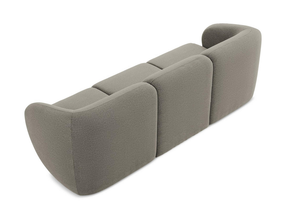 3-SITZER SOFA Bouclé Stoff Grau - Schwarz/Grau, Holzwerkstoff/Kunststoff (244/75/94cm) - Makamii