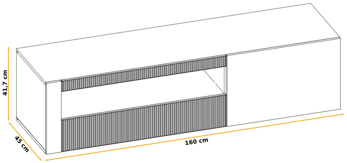 TV-LOWBOARD Ribbeck Eiche, schwarz 160 cm, TV Unterschrank mit Push-to-Open und Soft-Close - Eichefarben/Schwarz, Holzwerkstoff/Kunststoff (160/45/42cm) - Inn.Furn