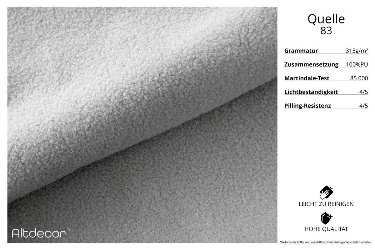 ECKSOFA Ottomane Rechts IREA-L3-v2 - 412x165x80 cm Hellgrau - Hellgrau, Holzwerkstoff/Textil (412/165cm) - ALTDECOR