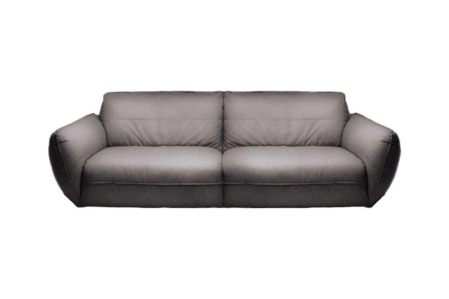 LEDERSOFA DAVITO Grau Leder - Schwarz/Grau, Leder/Kunststoff (280/88/108cm) - KAWOLA