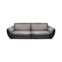 LEDERSOFA DAVITO Grau Leder - Schwarz/Grau, Leder/Kunststoff (280/88/108cm) - KAWOLA