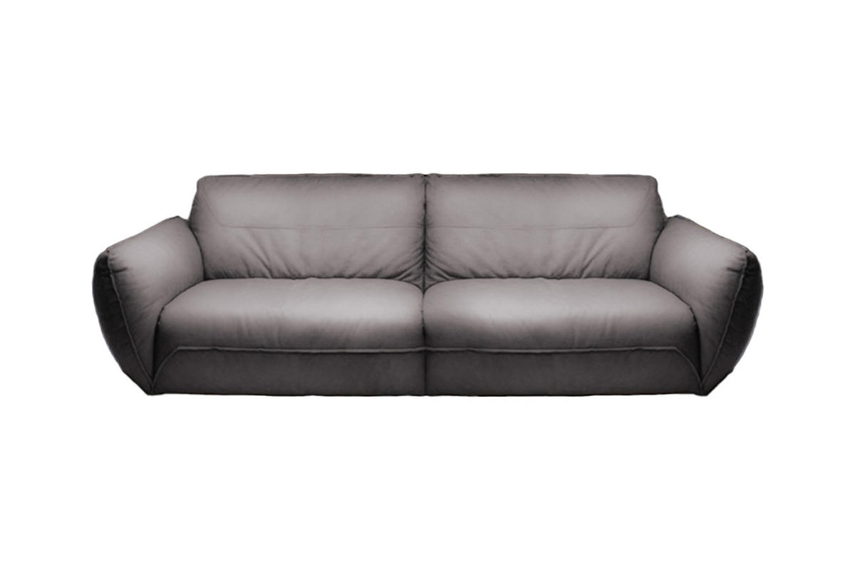 LEDERSOFA DAVITO Grau Leder - Schwarz/Grau, Leder/Kunststoff (280/88/108cm) - KAWOLA