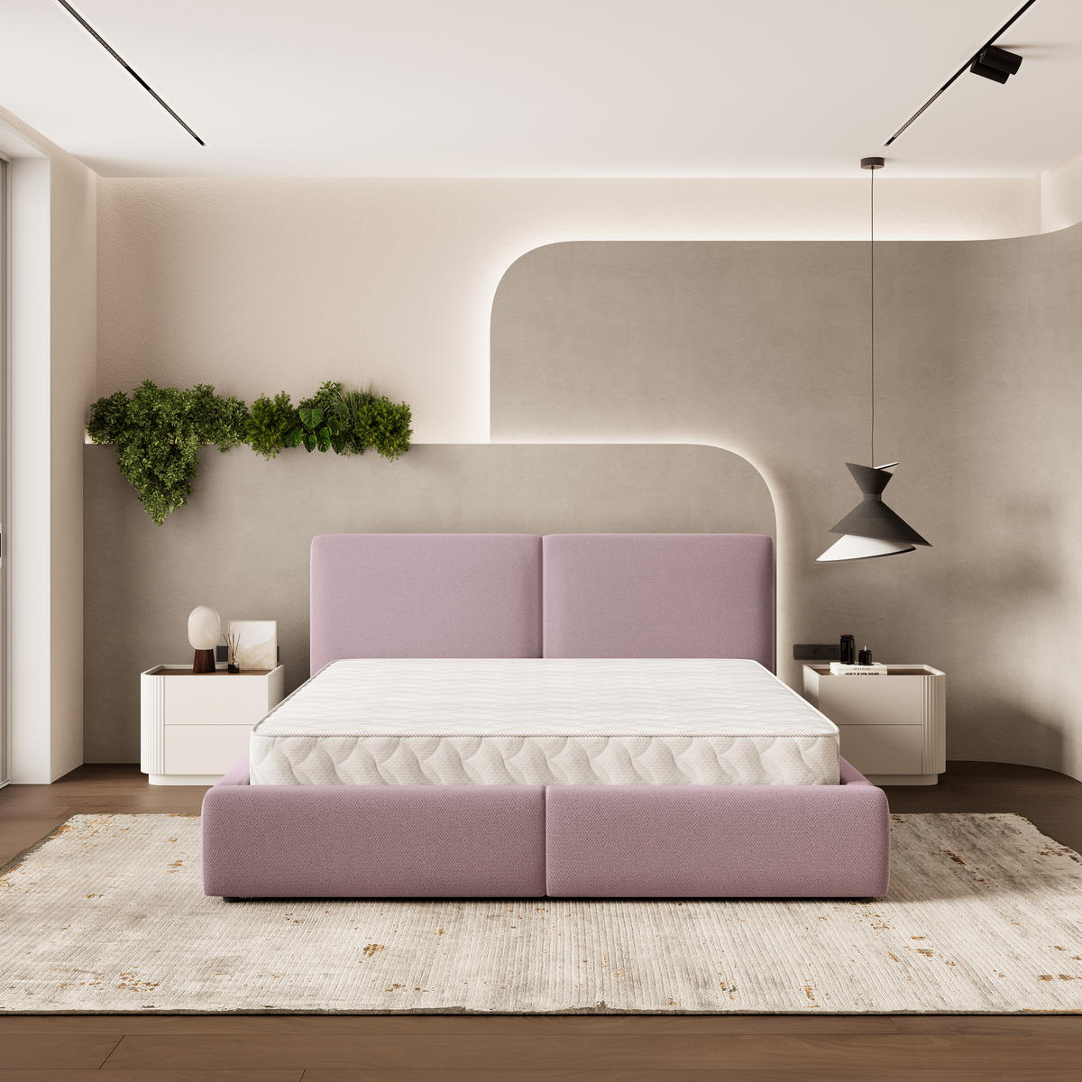 ČALOUNĚNÁ Postel FELURO 160x200 cm Pudrově růžová - světle růžová, kompozitní dřevo/textil (160/200cm) - MASSENO