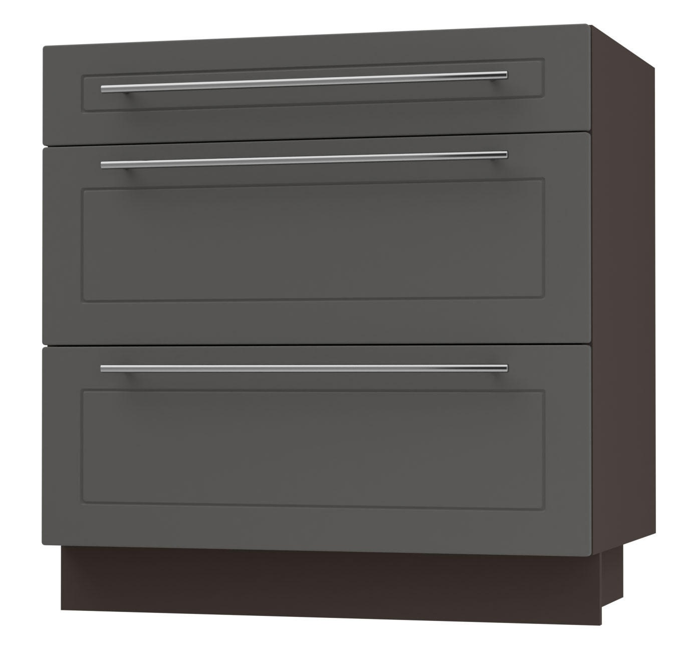 SCHUBLADENUNTERSCHRANK Kvantum D3A/80 80 / 50 / 82cm - Dunkelgrau/Graphitfarben, Holz/Holzwerkstoff (80/82/50cm) - Feldmann-Wohnen