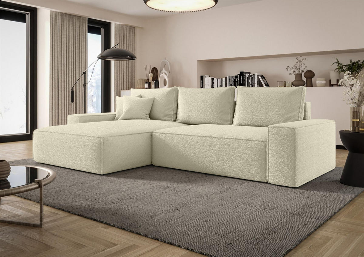 ECKSOFA Walken Mit Schlaffunktion - Creme, Holzwerkstoff/Textil (280/185cm) - Fun Möbel