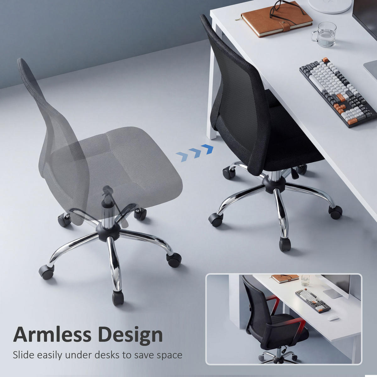 BÜROSTUHL, Ergonomisch, Schwarz - Schwarz, Metall (58/100/43cm) - Vinsetto