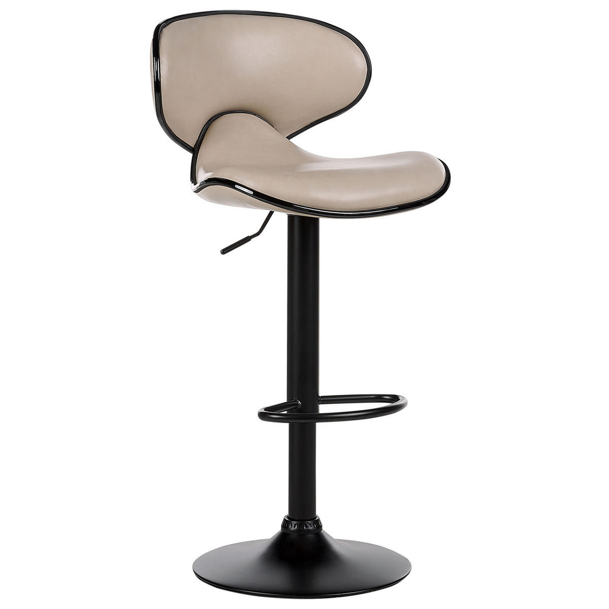 BARHOCKER 2er-Set Kunstleder hellbeige/schwarz höhenverstellbar Conway - Beige/Schwarz, Kunststoff (46/50cm) - Beliani