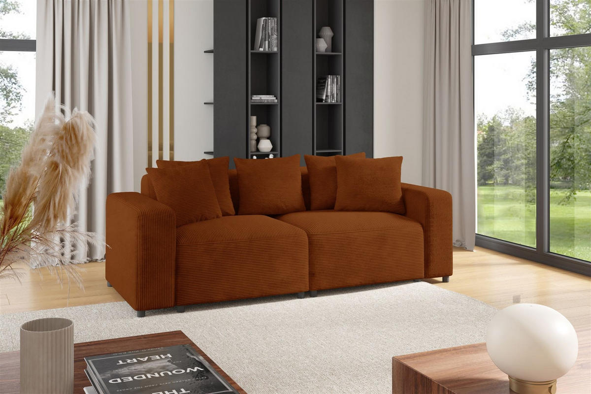 SOFA Megan 2-sitzer In Poso - Rotbraun, Holzwerkstoff/Textil (236/75/98cm) - Fun Möbel