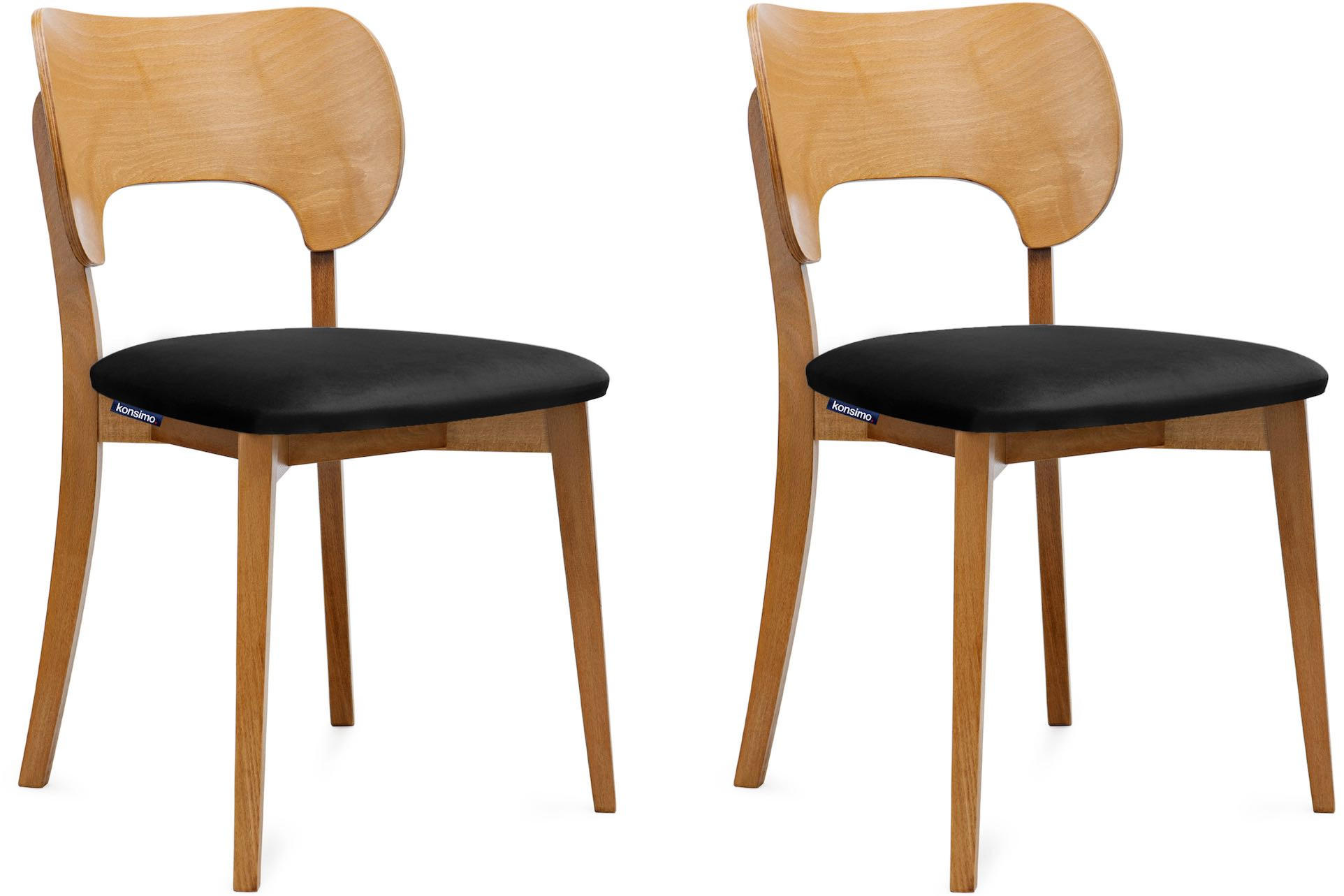 ESSZIMMERSTÜHLE LYCO (2er-Set), schwarz / Eiche hell - Eichefarben/Schwarz, Holz/Buchenholz (47/81/45cm) - KONSIMO®