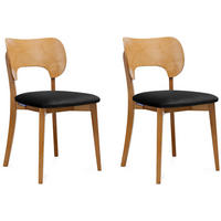 ESSZIMMERSTÜHLE LYCO (2er-Set), schwarz / Eiche hell - Eichefarben/Schwarz, Holz/Buchenholz (47/81/45cm) - KONSIMO®