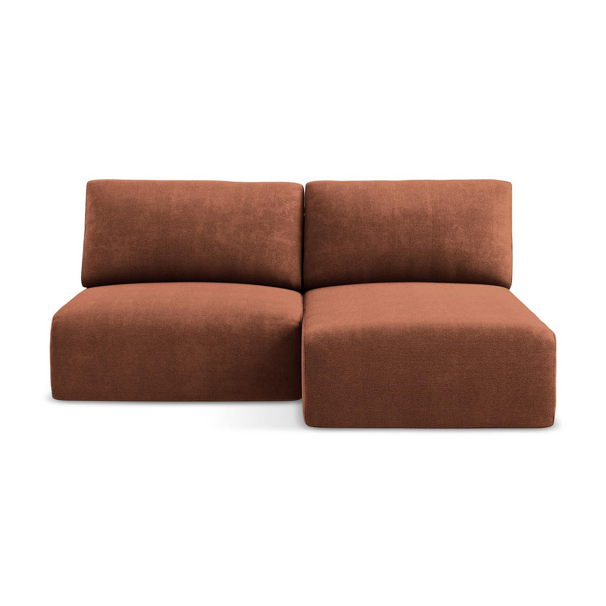 ECKSOFA mit Schlaffunktion rechts Chenille Stoff Orange - Terracotta/Schwarz, Kunststoff/Textil (210/149cm) - LaMiaSofa