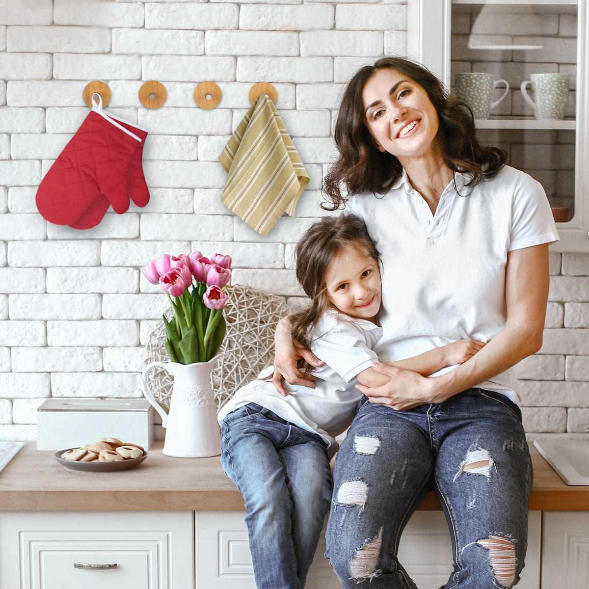 HANDTUCHHAKEN - Hellbraun, Holz/Metall (6/6/4.5cm) - Relaxdays