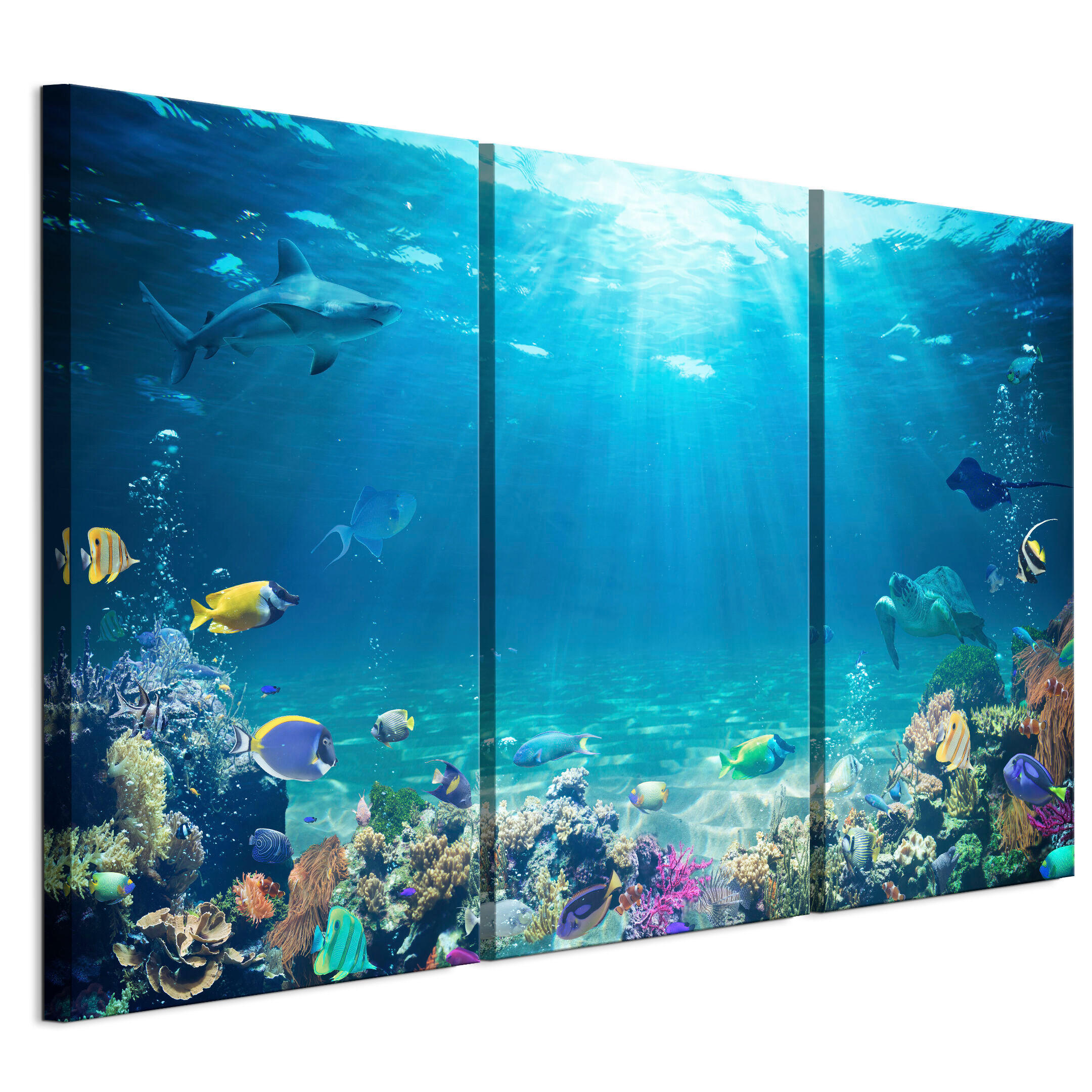 LEINWANDBILD Ozean 3-tlg. 90x60 cm - Multicolor, Holz (90/60cm) - LUMASOUL