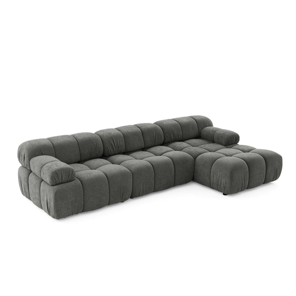 MODULARES Ecksofa MOMENTUM L, Rechts, Breite 282 cm, strukturierter Stoff, Dunkelgrau - Chromfarben/Dunkelgrau, Holz/Textil (155/282cm) - Muffo