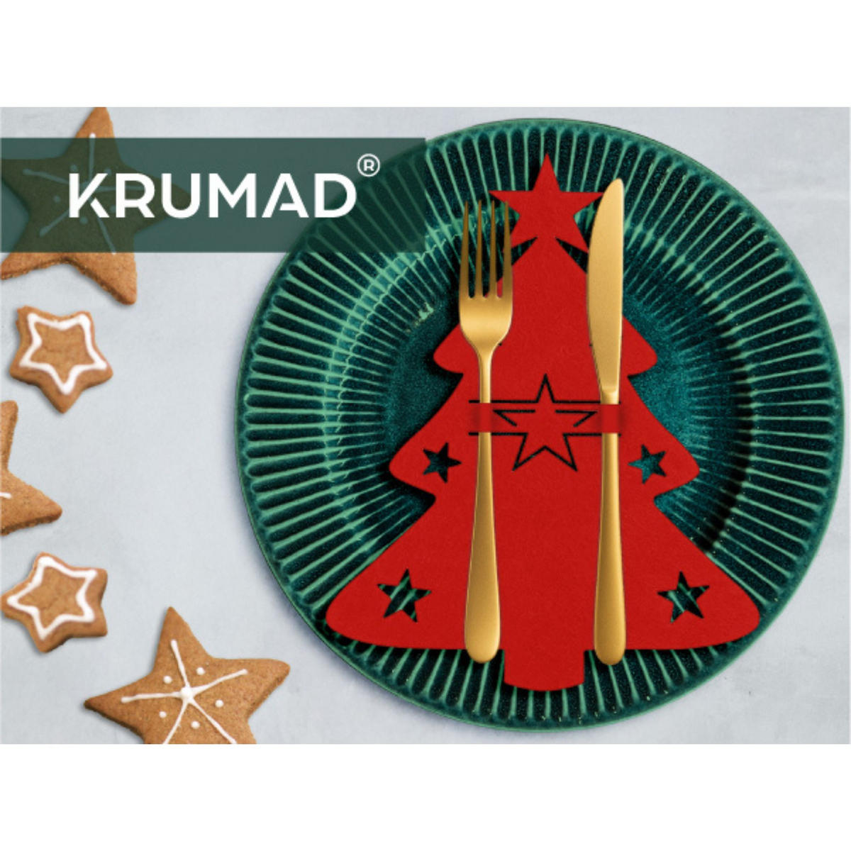 BESTECKTASCHE Weihnachtsdeko Tisch 12er Set - Rot, Textil (16.9/20.3/20.3cm) - KRUMAD