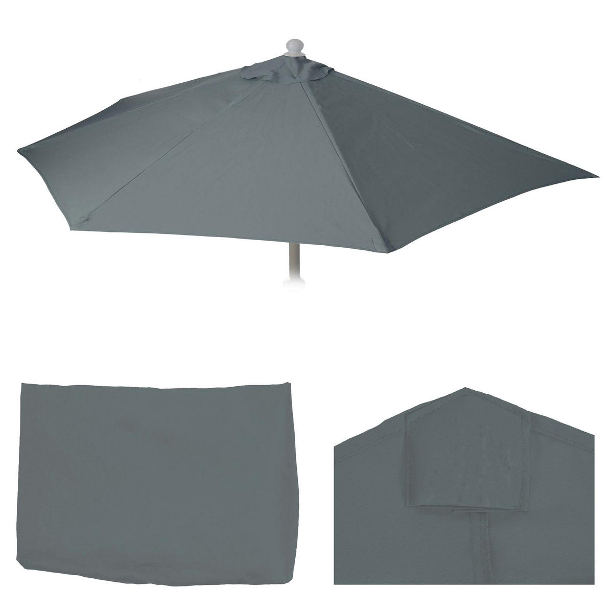 ERSATZ-BEZUG SONNENSCHIRM HALBRUND Anthrazit - Anthrazit, Textil (285/145cm) - MCW
