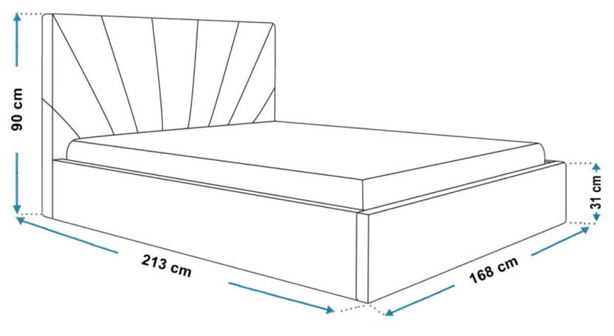 BETT Grün SIM 3 Gepolstert 160x200 cm - Schwarz/Grün, Textil/Metall (160/200cm) - Sepro Meble