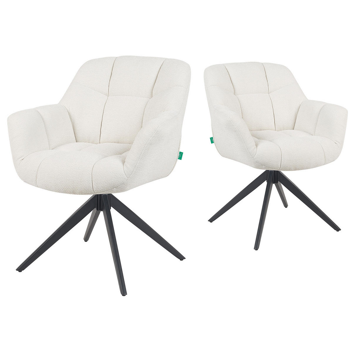 DREHSTUHL Mika-Mila - Creme/Schwarz, Textil/Metall (65/81/66cm) - DUBI Möbel