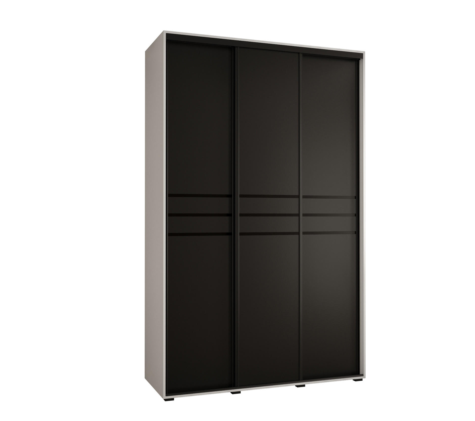 Abiks Möbel Schwebetürenschrank Weiß, Schwarz, Schwarz 150x235x60 cm