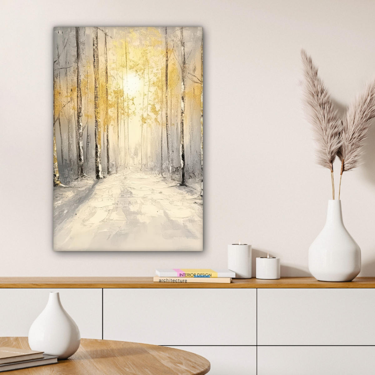 LEINWANDBILD Winter - Abstrakt - Schnee - Natur - Sonne 60x90 cm - Grau, Textil (60/90cm) - MuchoWow