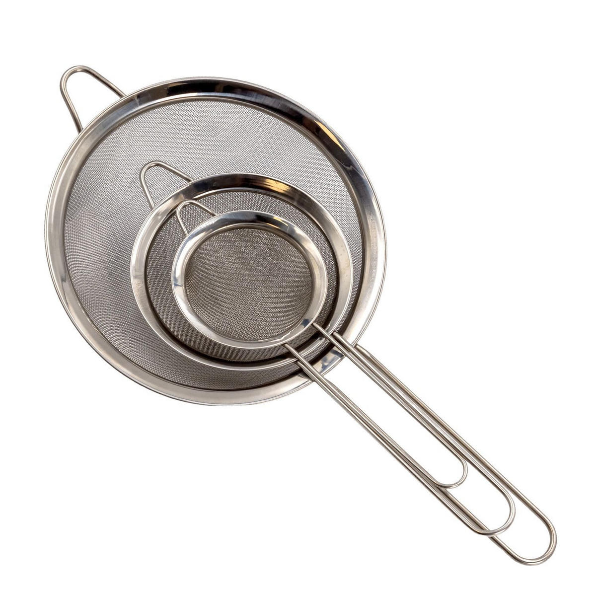 KÜCHENSIEB 8 / 12 / 18 cm - Silberfarben, Metall (18/8/35cm) - Intirilife