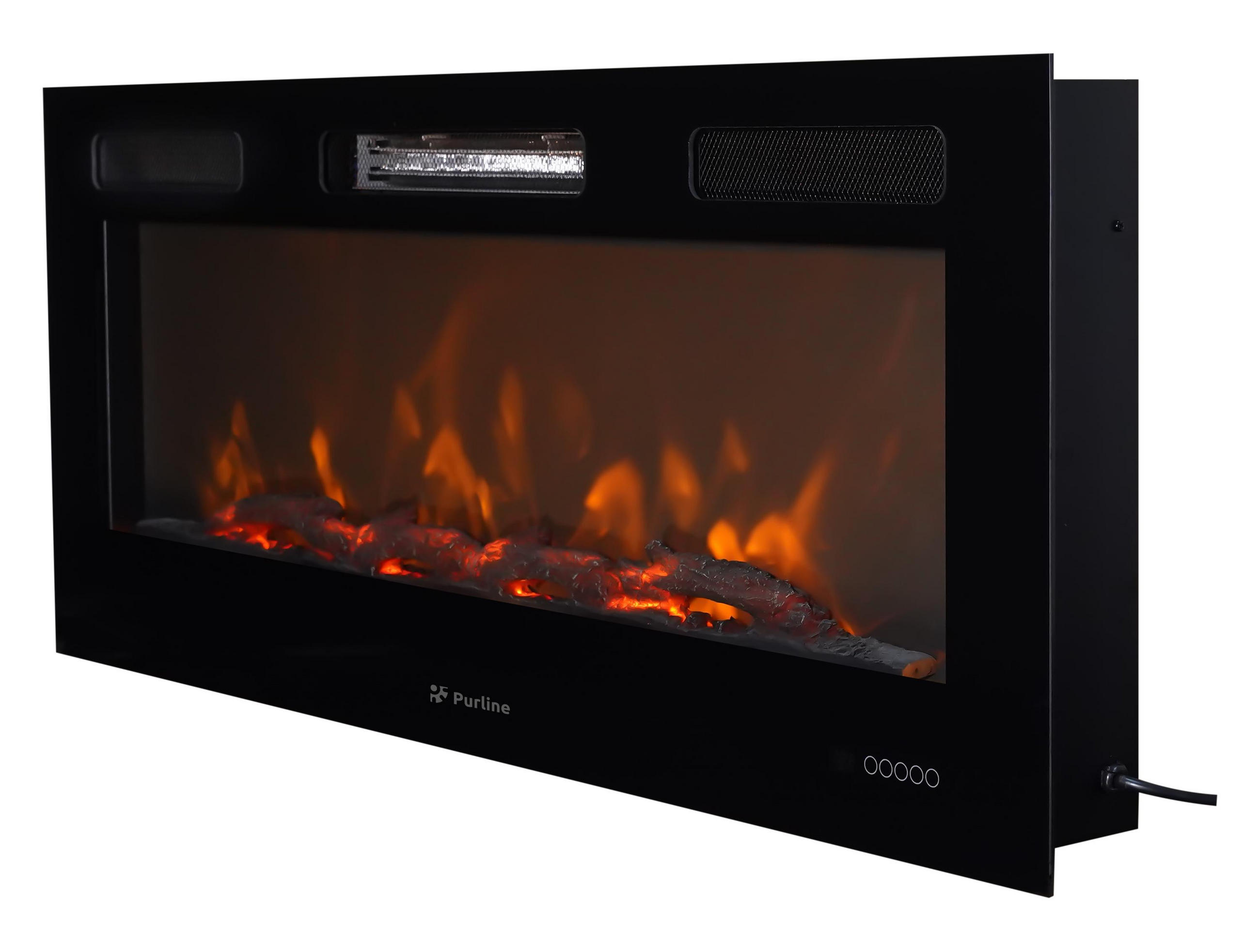 ELEKTROKAMIN Schwarz Wandmodell mit Heizung 2000 W - Schwarz, Glas (116/13/42cm) - Purline