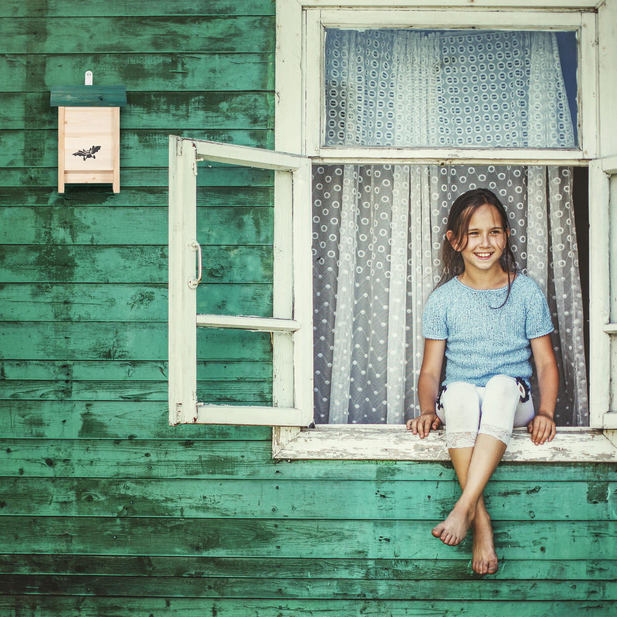 FLEDERMAUSKASTEN - Hellbraun, Holz/Metall (18/25.5/6cm) - Relaxdays