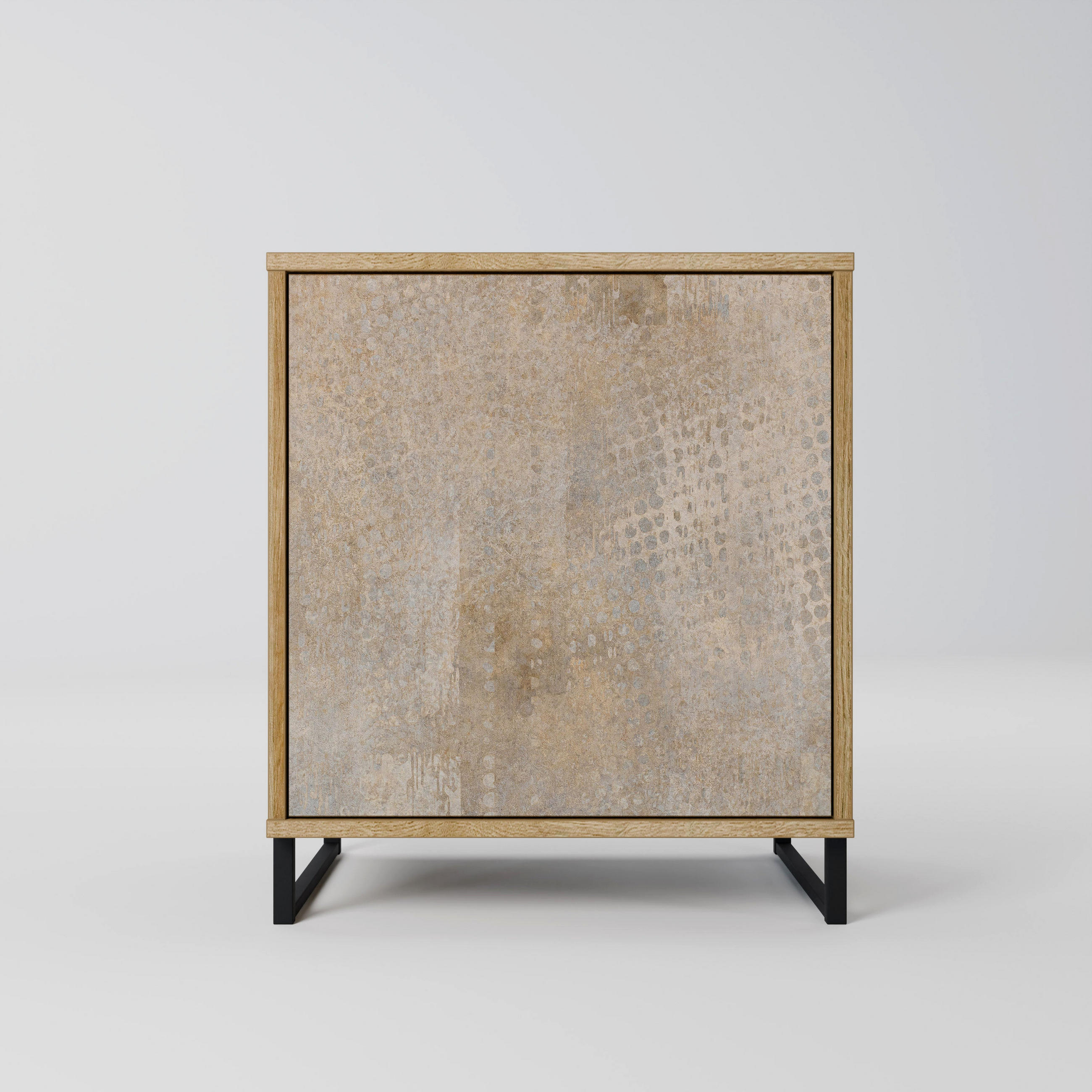SIDEBOARD SCREEN ERROR, Eichefarben, 57,5x42x67,5 cm, Schwarze Metall-Rahmenfüße - Eichefarben/Multicolor, Holzwerkstoff/Metall (57.5/67.5/42cm) - SpaceRebels