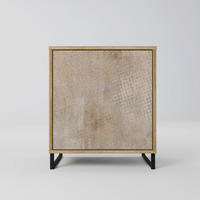 SIDEBOARD SCREEN ERROR, Eichefarben, 57,5x42x67,5 cm, Schwarze Metall-Rahmenfüße - Eichefarben/Multicolor, Holzwerkstoff/Metall (57.5/67.5/42cm) - SpaceRebels
