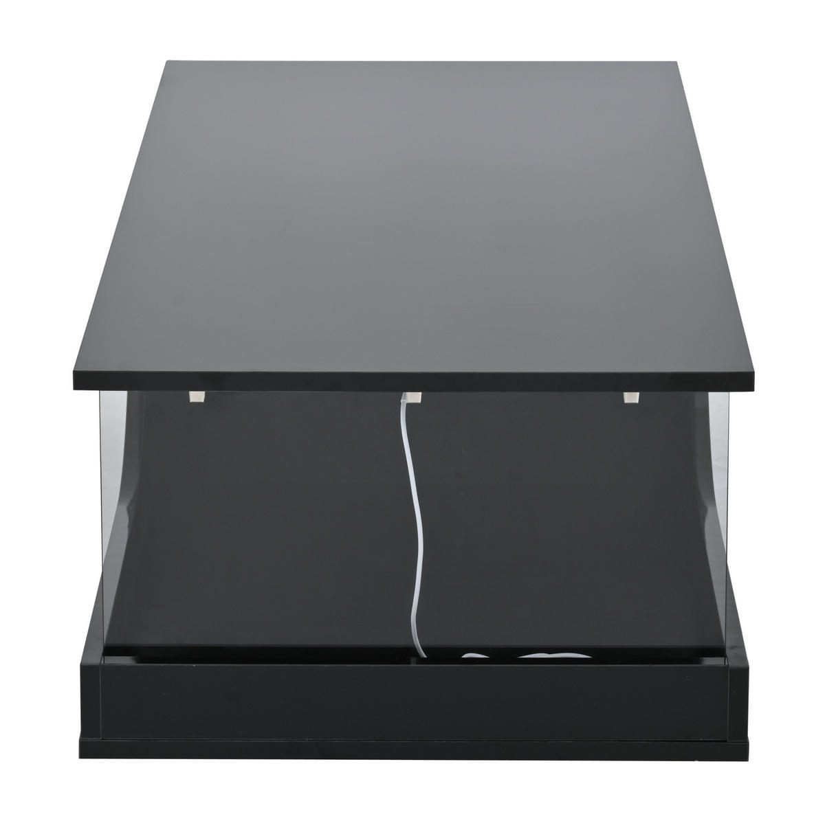 COUCHTISCH 100/50/30 cm mit 2 Schubladen, LED-Beleuchtung und Hartglas-Ablage, Schwarz - Schwarz, Holzwerkstoff (100/50/30cm) - Redom