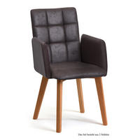 ARMLEHNSTUHL (2er-Set) Dareia 52x91x60 Eiche geölt/Espresso - Eichefarben/Dunkelbraun, Kunststoff (60/91/52cm) - 58aufmkessel