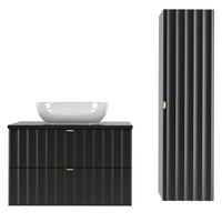 BADMÖBEL Lexa 2er-Set Schwarz - Schwarz, Holzwerkstoff (80.6/52.2/46.5cm) - Petits-meubles