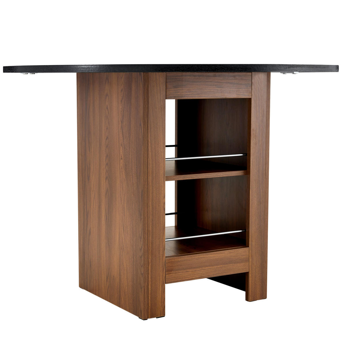 STÔL jedálenský okrúhly, 100 cm čierna/walnut, MDF s úložným priestorom - čierna, kompozitné drevo (100/100/76cm) - BEAOK