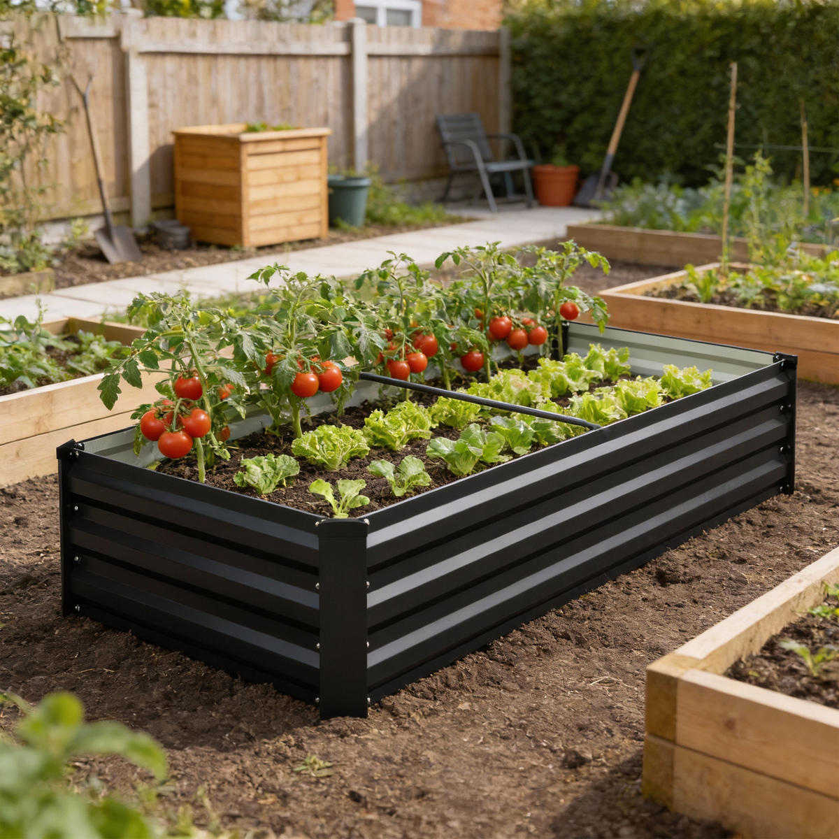 HOCHBEET DE-12315 150/70/30 cm mit offenem Boden Dunkelgrau - Dunkelgrau, Metall (150/30/70cm) - ComfortXL