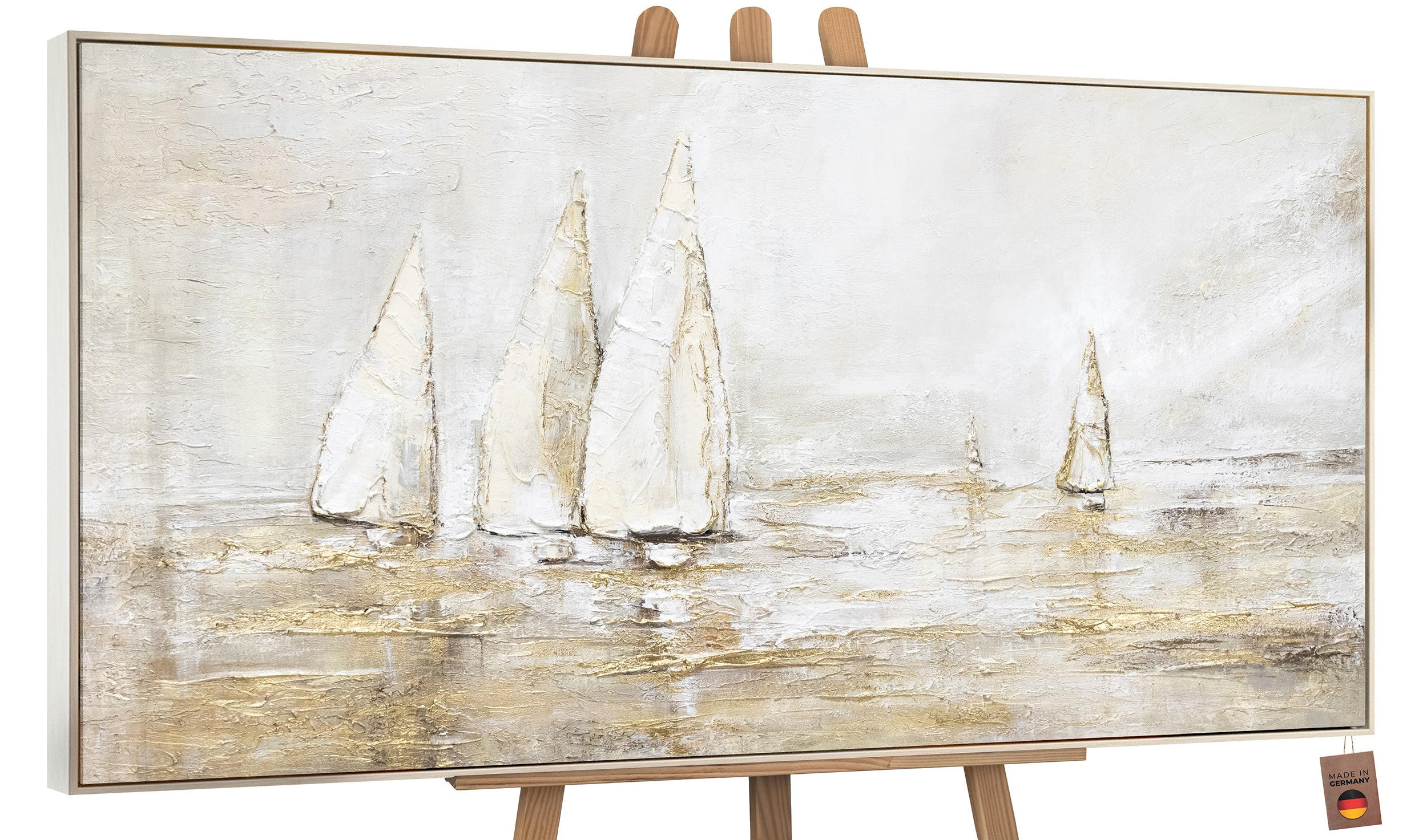GEMÄLDE Sonnenblendung Schattenfugenrahmen Beige 100x50 cm - Beige, Holz (100/50cm) - YS-art gallery