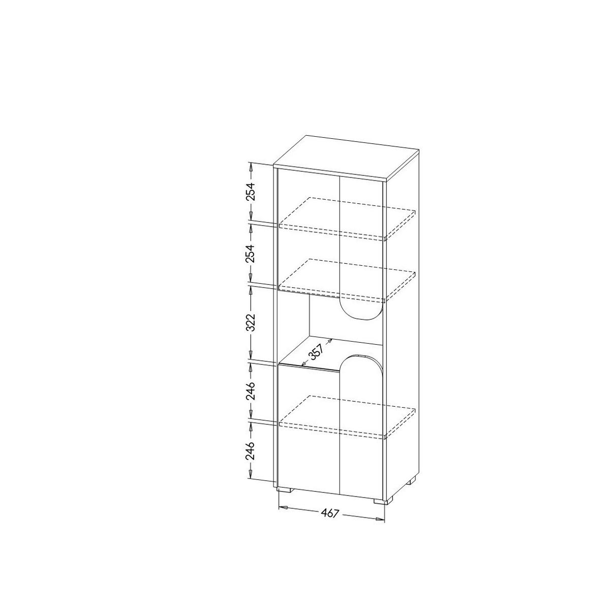 DREHTÜRENSCHRANK ARCADA 50/144/38cm 2-türig Eichefarben - Eichefarben/Weiß, Holzwerkstoff (50/144/38cm) - MASSENO