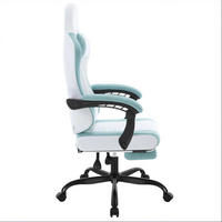 GAMINGSTUHL in Blau und Weiß 70x70x127 cm mit Massagefunktion und Fußstütze - Weiß, Textil (70/127/70cm) - IVMEU