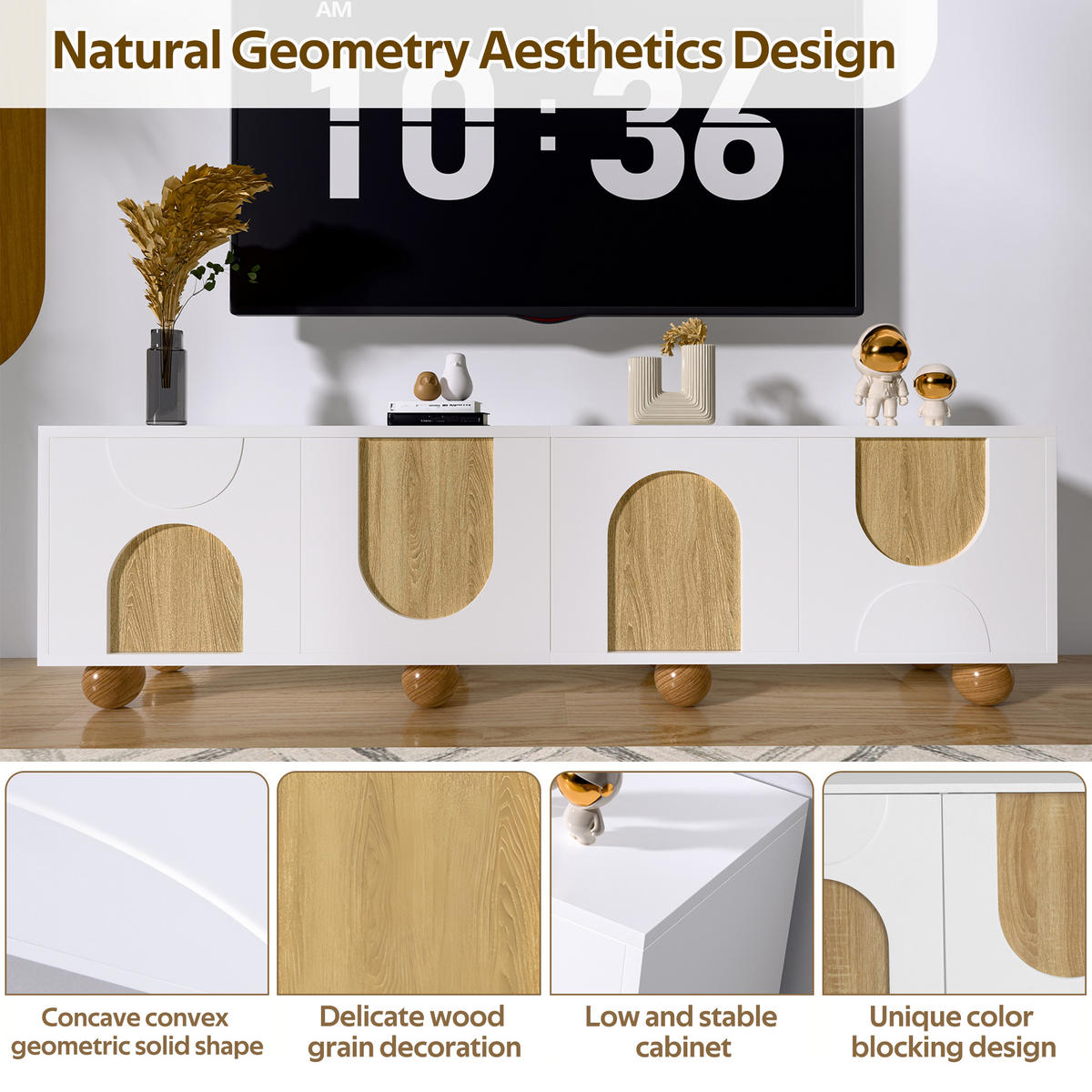 TV-SCHRANK Natur/Weiß 175/38/50 cm mit 4 Türen - Honigeiche, Karton (38/50/175cm) - PANGIVO