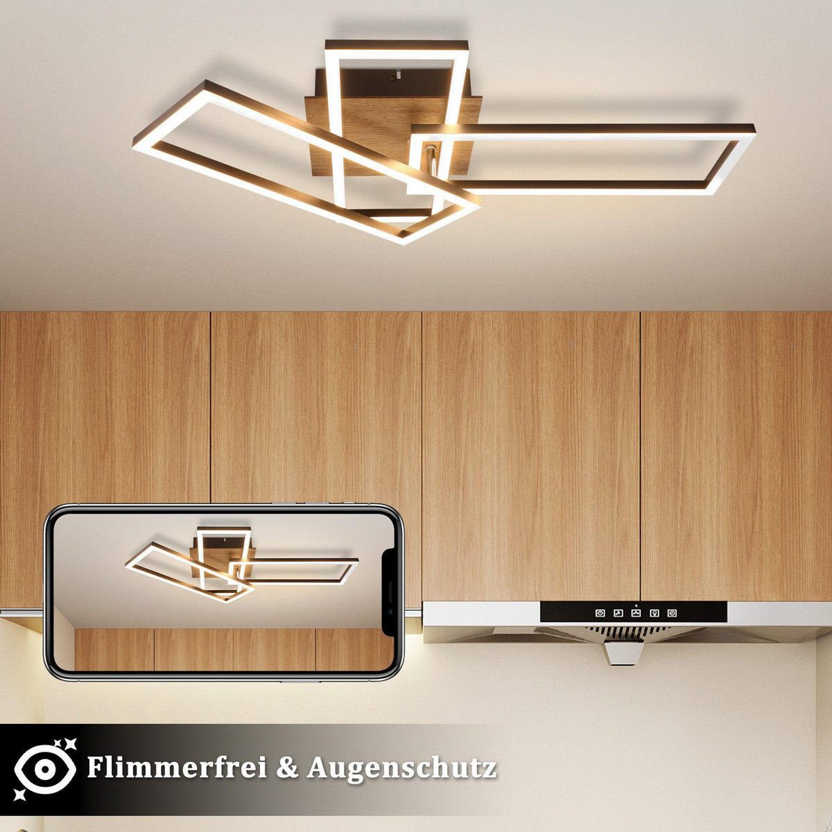 LED-DECKENLEUCHTE Gale 64.3/35/9.5 cm - Schwarz, Metall (64.3/35/9.5cm) - Nettlife