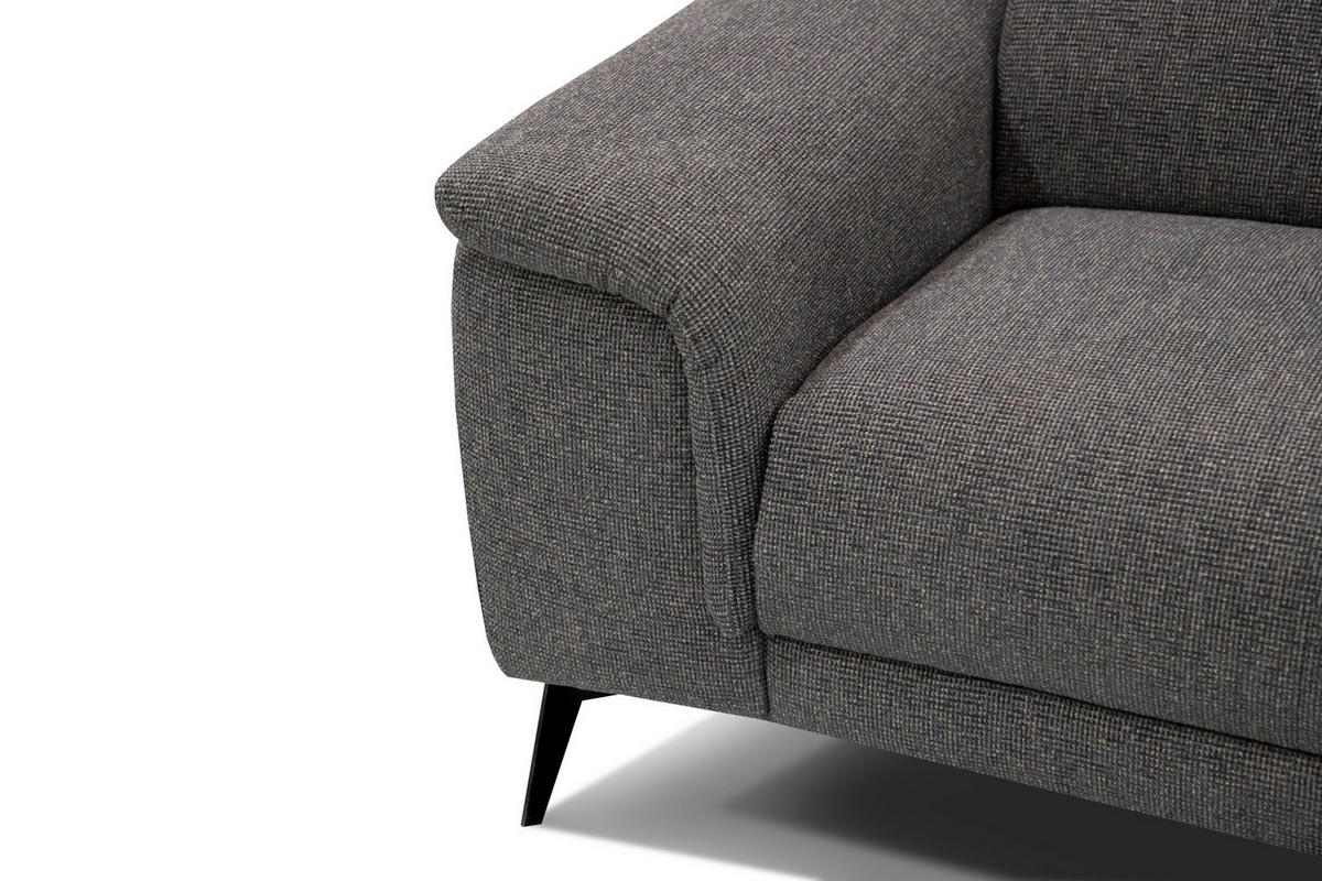 RELAXSOFA FIERO 3-Sitzer mit 1 Relaxfunktion, dunkelgrau - Dunkelgrau/Schwarz, Holzwerkstoff/Textil (212/82/103cm) - Courtois Laville