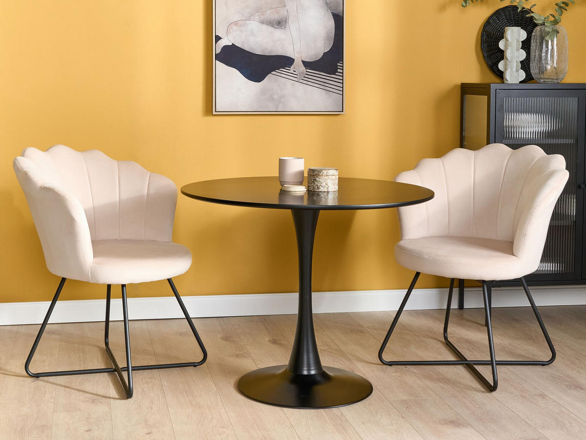 SESSEL Samtstoff Beige Lovelock - Beige, Textil/Metall (67/86/70cm) - Beliani