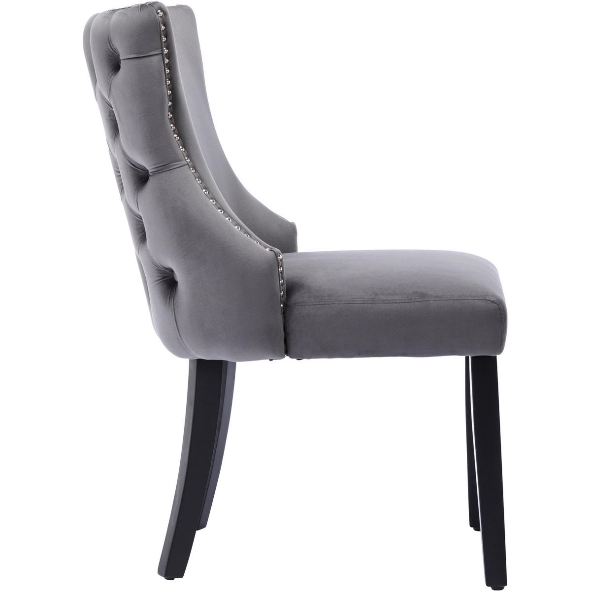 STUHL mit Knopfsteppung Sitzbreite ca. 50 cm Samt Grey - Grau, Metall (50/91/52cm) - Meubliv