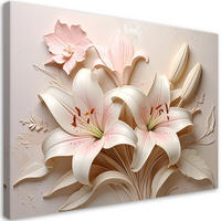 LEINWANDBILDER, Weiße und rosa Lilien in 3D-Relief - Rosa, Textil (90/60cm) - Feeby