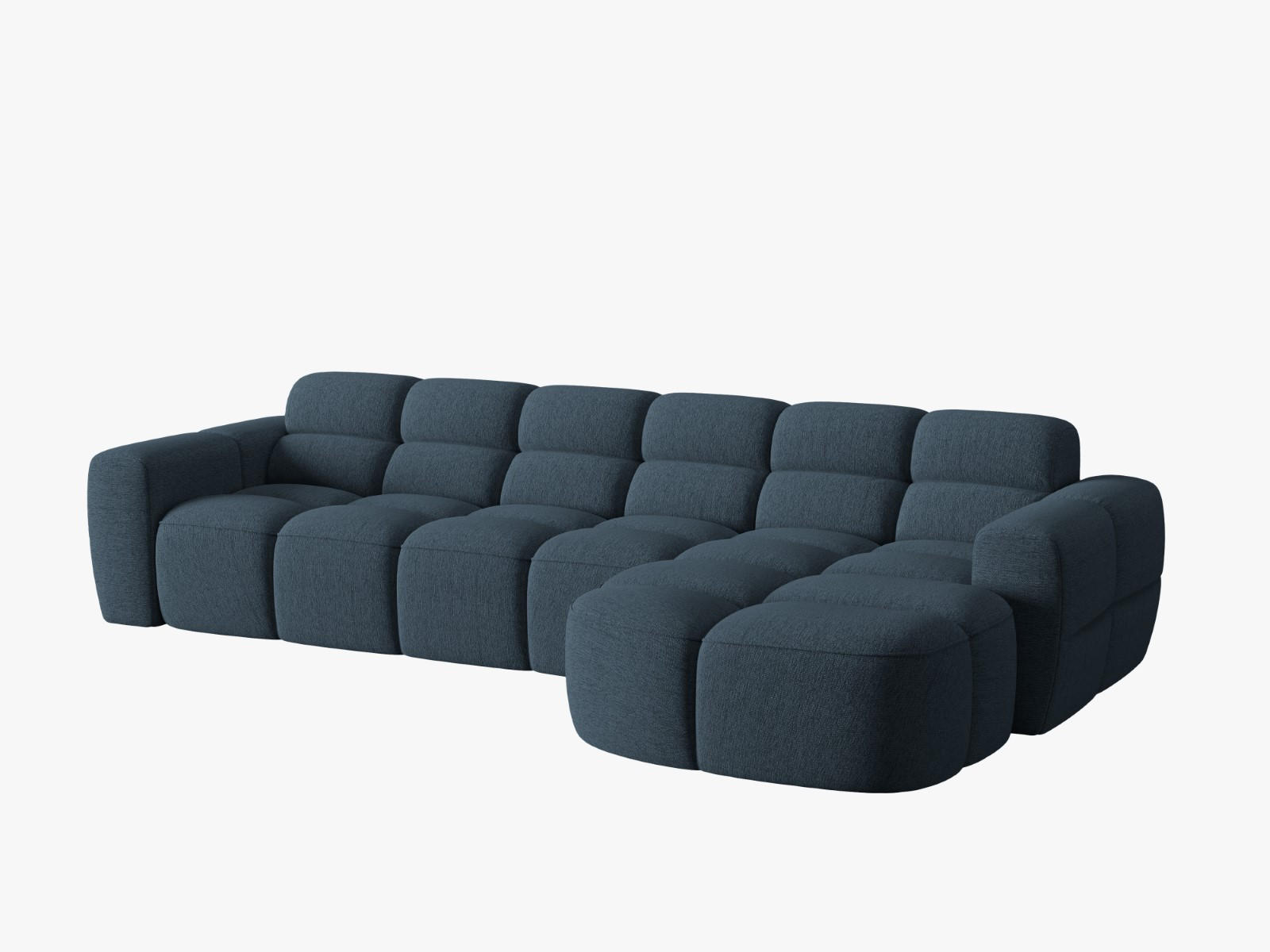 ECKSOFA rechts Lisa aus strukturiertem Stoff dunkelblau 4 Sitzplätze - Dunkelblau, Textil (170/310cm) - Micadoni